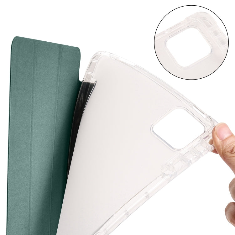 For iPad Pro 13 2024 3-fold Clear TPU Smart Leather Tablet Case with Pen Slot(Dark Green) - iPad Pro 13 2024 Cases by PMC TechLife | Online Shopping South Africa | PMC TechLife | Buy Now Pay Later Mobicred