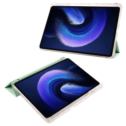 For iPad Pro 13 2024 3-fold Clear TPU Smart Leather Tablet Case with Pen Slot(Green) - iPad Pro 13 2024 Cases by PMC Jewellery | Online Shopping South Africa | PMC Jewellery | Buy Now Pay Later Mobicred