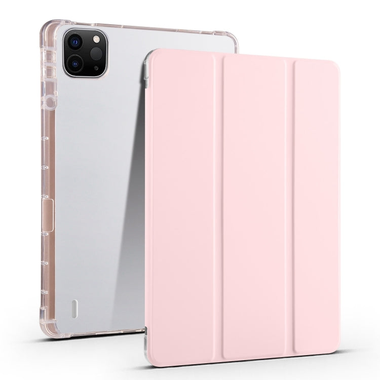 For iPad Pro 13 2024 3-fold Clear TPU Smart Leather Tablet Case with Pen Slot(Sand Pink) - iPad Pro 13 2024 Cases by PMC TechLife | Online Shopping South Africa | PMC TechLife | Buy Now Pay Later Mobicred