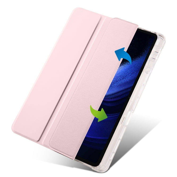 For iPad Pro 13 2024 3-fold Clear TPU Smart Leather Tablet Case with Pen Slot(Sand Pink) - iPad Pro 13 2024 Cases by PMC TechLife | Online Shopping South Africa | PMC TechLife | Buy Now Pay Later Mobicred