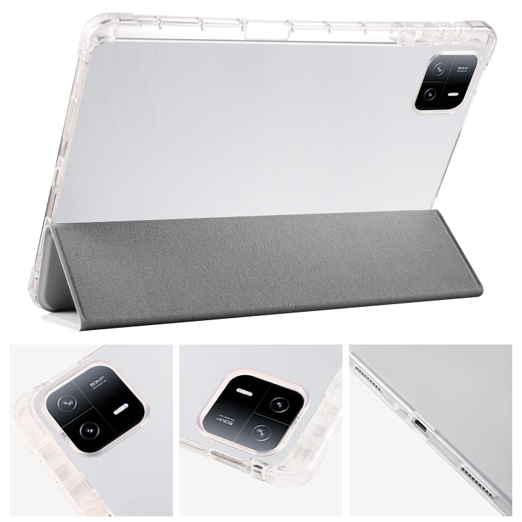 For iPad Pro 13 2024 3-fold Clear TPU Smart Leather Tablet Case with Pen Slot(Space Gray) - iPad Pro 13 2024 Cases by PMC Jewellery | Online Shopping South Africa | PMC Jewellery | Buy Now Pay Later Mobicred