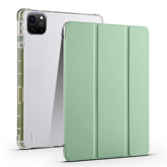 For iPad Pro 11 2024 3-fold Clear TPU Smart Leather Tablet Case with Pen Slot(Green) - iPad Pro 11 2024 Cases by PMC Jewellery | Online Shopping South Africa | PMC Jewellery | Buy Now Pay Later Mobicred
