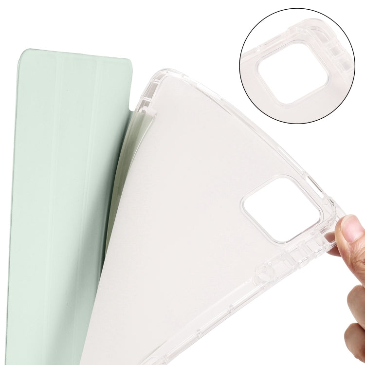 For iPad Pro 11 2024 3-fold Clear TPU Smart Leather Tablet Case with Pen Slot(Light Green) - iPad Pro 11 2024 Cases by PMC Jewellery | Online Shopping South Africa | PMC Jewellery | Buy Now Pay Later Mobicred