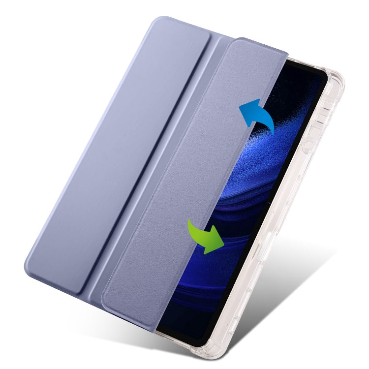 For iPad Pro 11 2024 3-fold Clear TPU Smart Leather Tablet Case with Pen Slot(Lavender Purple) - iPad Pro 11 2024 Cases by PMC TechLife | Online Shopping South Africa | PMC TechLife | Buy Now Pay Later Mobicred