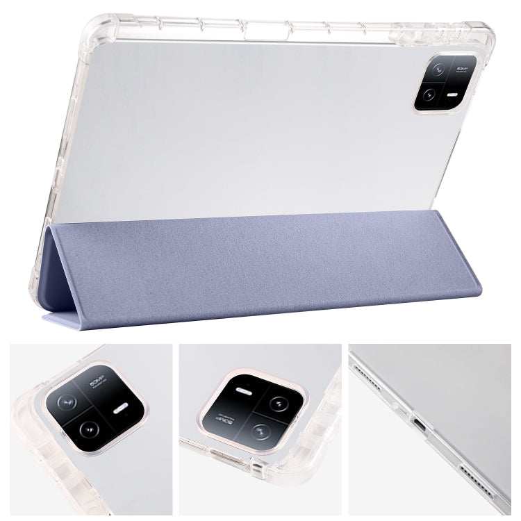 For iPad Pro 11 2024 3-fold Clear TPU Smart Leather Tablet Case with Pen Slot(Lavender Purple) - iPad Pro 11 2024 Cases by PMC TechLife | Online Shopping South Africa | PMC TechLife | Buy Now Pay Later Mobicred