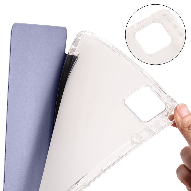 For iPad Pro 11 2024 3-fold Clear TPU Smart Leather Tablet Case with Pen Slot(Lavender Purple) - iPad Pro 11 2024 Cases by PMC Jewellery | Online Shopping South Africa | PMC Jewellery | Buy Now Pay Later Mobicred