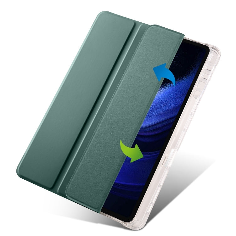 For iPad Air 11 2025 / 2024 3-fold Clear TPU Smart Leather Tablet Case with Pen Slot(Dark Green) - iPad Air 11 2025 / 2024 Cases by PMC TechLife | Online Shopping South Africa | PMC TechLife | Buy Now Pay Later Mobicred