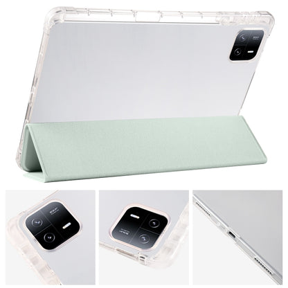 For iPad Air 11 2024 3-fold Clear TPU Smart Leather Tablet Case with Pen Slot(Light Green) - iPad Air 11 2024 Cases by PMC Jewellery | Online Shopping South Africa | PMC Jewellery | Buy Now Pay Later Mobicred