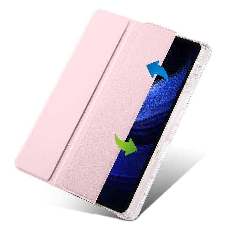 For iPad Air 11 2024 3-fold Clear TPU Smart Leather Tablet Case with Pen Slot(Sand Pink) - iPad Air 11 2024 Cases by PMC Jewellery | Online Shopping South Africa | PMC Jewellery | Buy Now Pay Later Mobicred