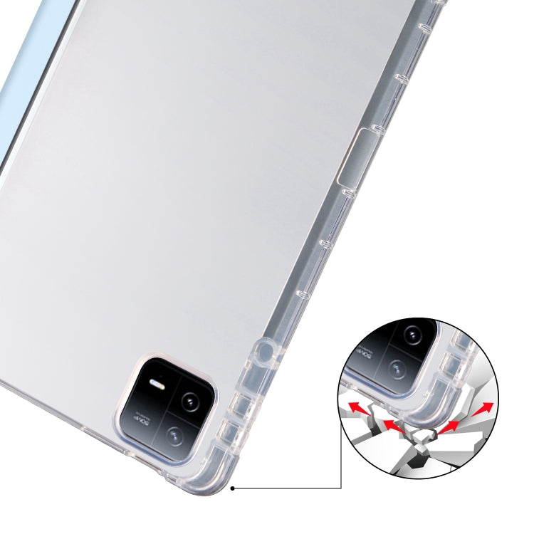For iPad Air 13 2024 3-fold Clear TPU Smart Leather Tablet Case with Pen Slot(Ice Blue) - iPad Air 13 2024 Cases by PMC TechLife | Online Shopping South Africa | PMC TechLife | Buy Now Pay Later Mobicred