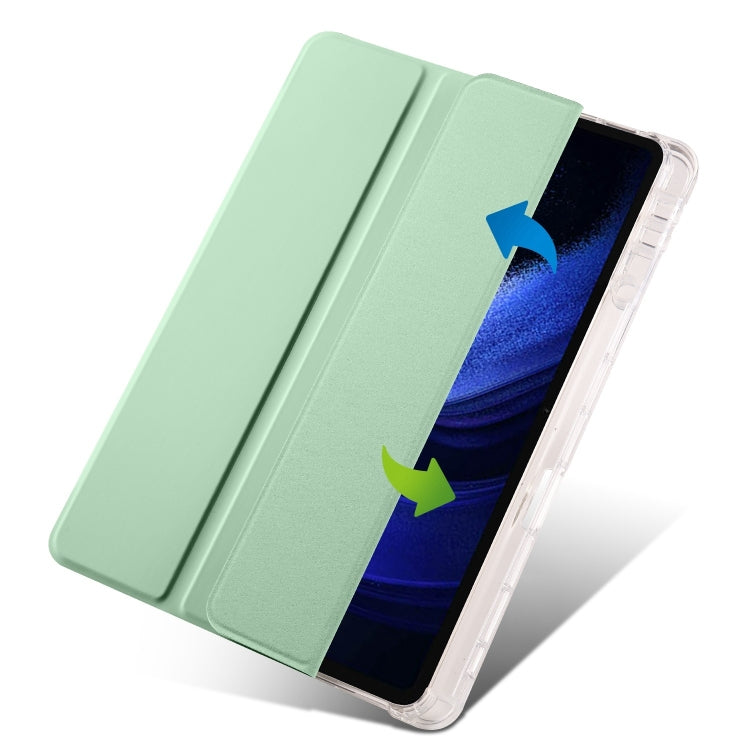 For iPad Air 13 2024 3-fold Clear TPU Smart Leather Tablet Case with Pen Slot(Green) - iPad Air 13 2024 Cases by PMC Jewellery | Online Shopping South Africa | PMC Jewellery | Buy Now Pay Later Mobicred