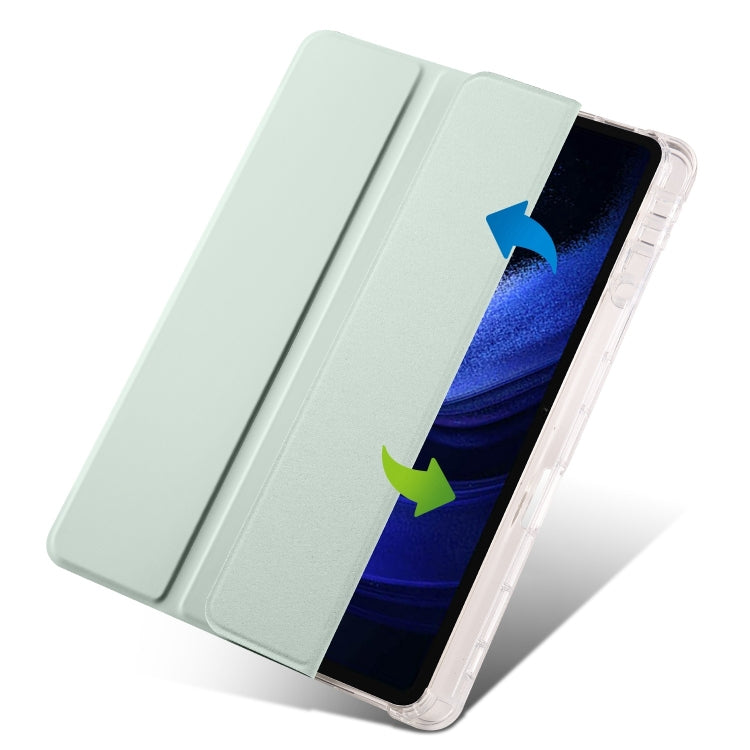For iPad Air 13 2024 3-fold Clear TPU Smart Leather Tablet Case with Pen Slot(Light Green) - iPad Air 13 2024 Cases by PMC TechLife | Online Shopping South Africa | PMC TechLife | Buy Now Pay Later Mobicred