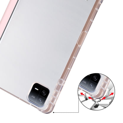 For iPad Air 13 2024 3-fold Clear TPU Smart Leather Tablet Case with Pen Slot(Sand Pink) - iPad Air 13 2024 Cases by PMC Jewellery | Online Shopping South Africa | PMC Jewellery | Buy Now Pay Later Mobicred