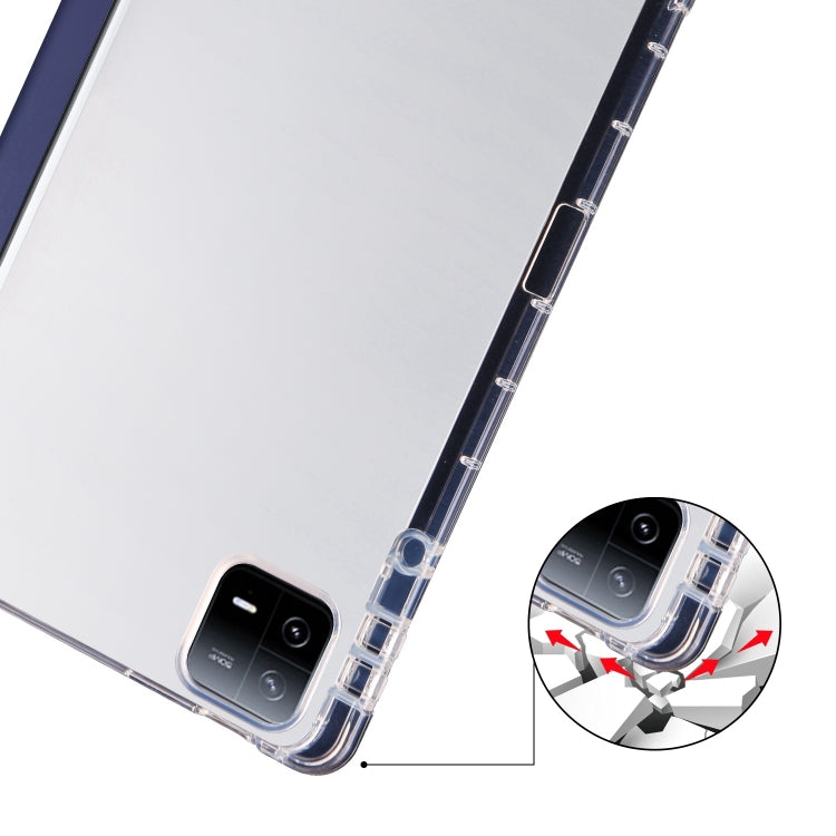 For iPad Air 13 2025 / 2024 3-fold Clear TPU Smart Leather Tablet Case with Pen Slot(Dark Blue) - iPad Air 13 2025 / 2024 Cases by PMC TechLife | Online Shopping South Africa | PMC TechLife | Buy Now Pay Later Mobicred