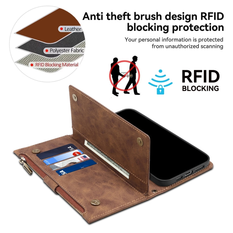 For Motorola Edge 50 Fusion ESEBLE Retro Frosted RFID Leather Phone Case(Brown) - Motorola Cases by ESEBLE | Online Shopping South Africa | PMC TechLife | Buy Now Pay Later Mobicred