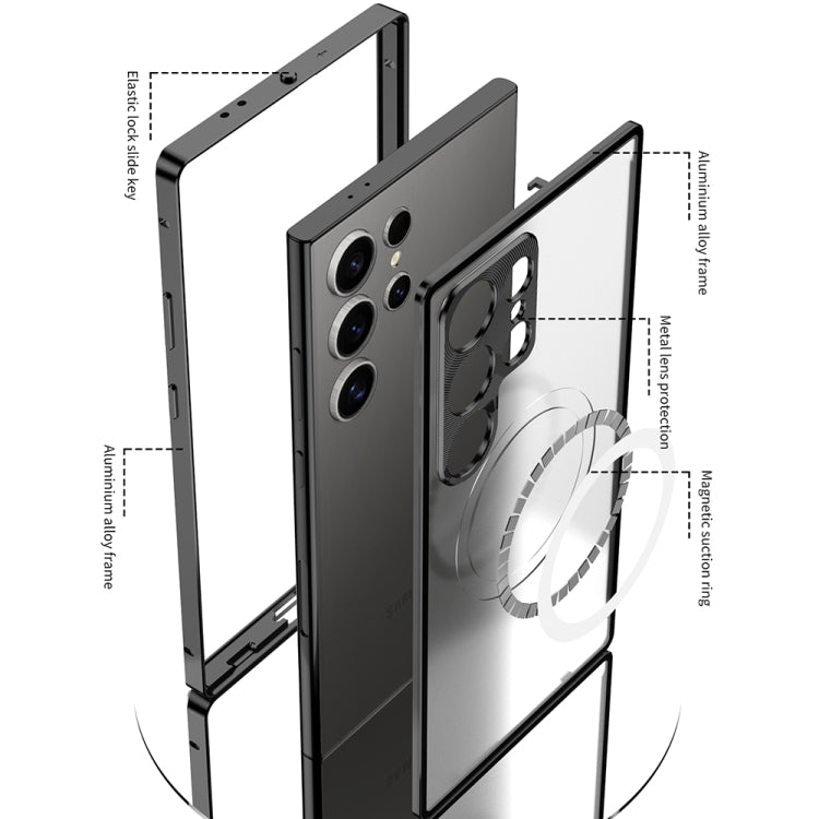 For Samsung Galaxy S24 Ultra 5G Snap Buckle Metal Frame Frosted MagSafe Phone Case(Silver) - Galaxy S24 Ultra 5G Cases by PMC Jewellery | Online Shopping South Africa | PMC Jewellery | Buy Now Pay Later Mobicred