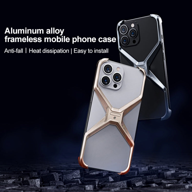 For iPhone 15 Pro Frameless X-shaped Metal Phone Case(Grey) - iPhone 15 Pro Cases by PMC Jewellery | Online Shopping South Africa | PMC Jewellery | Buy Now Pay Later Mobicred