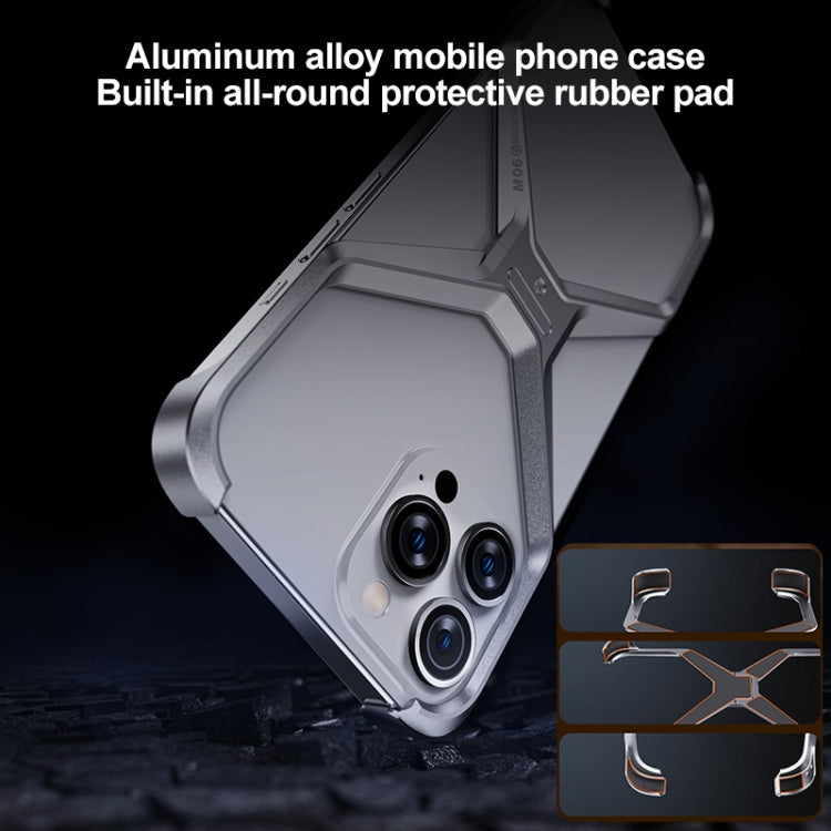 For iPhone 15 Pro Frameless X-shaped Metal Phone Case(Titanium Gold) - free shipping - PMC Jewellery - Order now!