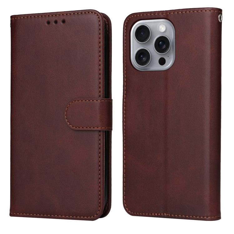 For iPhone 16 Pro Max Classic Calf Texture Flip Leather Phone Case(Brown) - iPhone 16 Pro Max Cases by PMC Jewellery | Online Shopping South Africa | PMC Jewellery | Buy Now Pay Later Mobicred