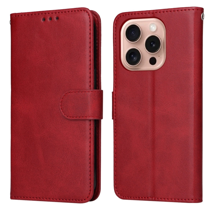 For iPhone 16 Pro Classic Calf Texture Flip Leather Phone Case(Red) - iPhone 16 Pro Cases by PMC Jewellery | Online Shopping South Africa | PMC Jewellery | Buy Now Pay Later Mobicred