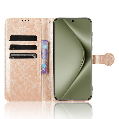 For Huawei Pura 70 Pro / Pro+ Honeycomb Dot Texture Leather Phone Case(Gold) - Huawei Cases by PMC Jewellery | Online Shopping South Africa | PMC Jewellery | Buy Now Pay Later Mobicred