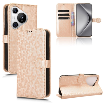 For Huawei Pura 70 Honeycomb Dot Texture Leather Phone Case(Gold) - Huawei Cases by PMC Jewellery | Online Shopping South Africa | PMC Jewellery | Buy Now Pay Later Mobicred