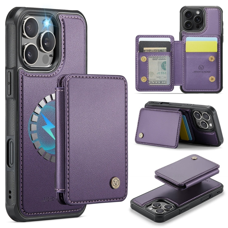 For iPhone 16 Pro Max JEEHOOD J05 Business Magnetic Style RFID Leather Phone Case(Purple) - iPhone 16 Pro Max Cases by JEEHOOD | Online Shopping South Africa | PMC Jewellery | Buy Now Pay Later Mobicred