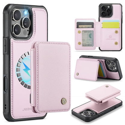 For iPhone 16 Pro Max JEEHOOD J05 Business Magnetic Style RFID Leather Phone Case(Pink) - iPhone 16 Pro Max Cases by JEEHOOD | Online Shopping South Africa | PMC Jewellery | Buy Now Pay Later Mobicred