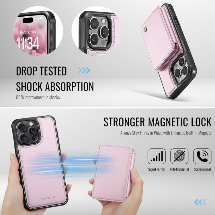 For iPhone 16 Pro Max JEEHOOD J05 Business Magnetic Style RFID Leather Phone Case(Pink) - iPhone 16 Pro Max Cases by JEEHOOD | Online Shopping South Africa | PMC Jewellery | Buy Now Pay Later Mobicred