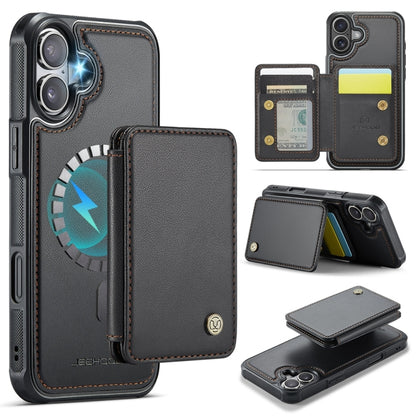 For iPhone 16 Plus JEEHOOD J05 Business Magnetic Style RFID Leather Phone Case(Black) - iPhone 16 Plus Cases by JEEHOOD | Online Shopping South Africa | PMC Jewellery | Buy Now Pay Later Mobicred