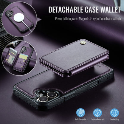 For iPhone 16 Plus JEEHOOD J05 Business Magnetic Style RFID Leather Phone Case(Purple) - iPhone 16 Plus Cases by JEEHOOD | Online Shopping South Africa | PMC Jewellery | Buy Now Pay Later Mobicred