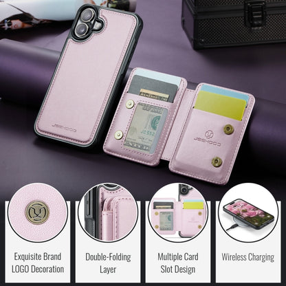 For iPhone 16 Plus JEEHOOD J05 Business Magnetic Style RFID Leather Phone Case(Pink) - iPhone 16 Plus Cases by JEEHOOD | Online Shopping South Africa | PMC Jewellery | Buy Now Pay Later Mobicred