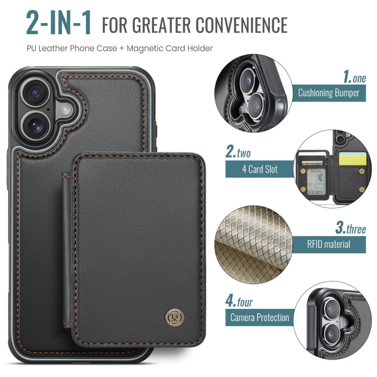 For iPhone 16 JEEHOOD J05 Business Magnetic Style RFID Leather Phone Case(Black) - iPhone 16 Cases by JEEHOOD | Online Shopping South Africa | PMC Jewellery | Buy Now Pay Later Mobicred