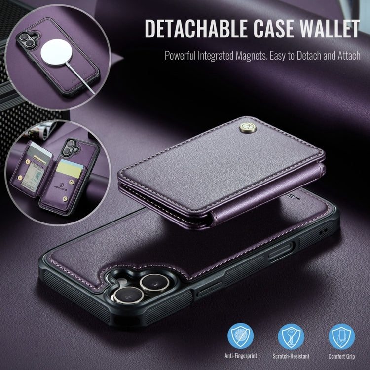 For iPhone 16 JEEHOOD J05 Business Magnetic Style RFID Leather Phone Case(Purple) - free shipping - PMC Jewellery - Order now!