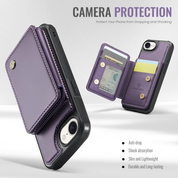 For iPhone 16e JEEHOOD J05 Business Magnetic Style RFID Leather Phone Case(Purple) - free shipping - PMc TechLife - Order now!