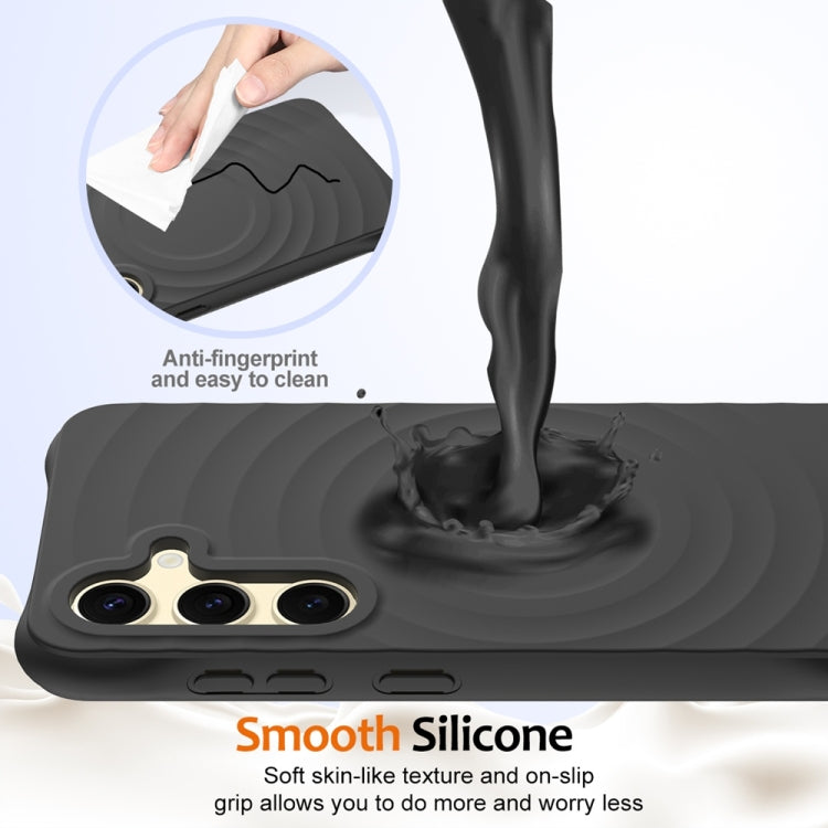 For Samsung Galaxy S25+ 5G Wave Texture MagSafe Magnetic Liquid Silicone Phone Case(Black) - Galaxy S25+ 5G Cases by PMC Jewellery | Online Shopping South Africa | PMC Jewellery | Buy Now Pay Later Mobicred