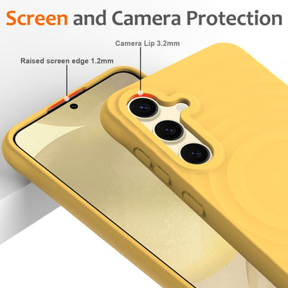 For Samsung Galaxy S25+ 5G Wave Texture MagSafe Magnetic Liquid Silicone Phone Case(Yellow) - Galaxy S25+ 5G Cases by PMC Jewellery | Online Shopping South Africa | PMC Jewellery | Buy Now Pay Later Mobicred