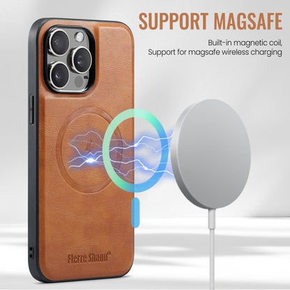 For iPhone 16 Pro Max Fierre Shann Oil Wax Cow Leather Magnetic Card Holder Phone Case(Brown) - iPhone 16 Pro Max Cases by FIERRE SHANN | Online Shopping South Africa | PMC Jewellery | Buy Now Pay Later Mobicred