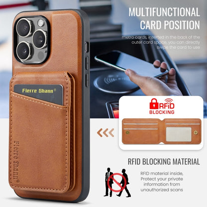 For iPhone 16 Pro Max Fierre Shann Oil Wax Cow Leather Magnetic Card Holder Phone Case(Brown) - iPhone 16 Pro Max Cases by FIERRE SHANN | Online Shopping South Africa | PMC Jewellery | Buy Now Pay Later Mobicred