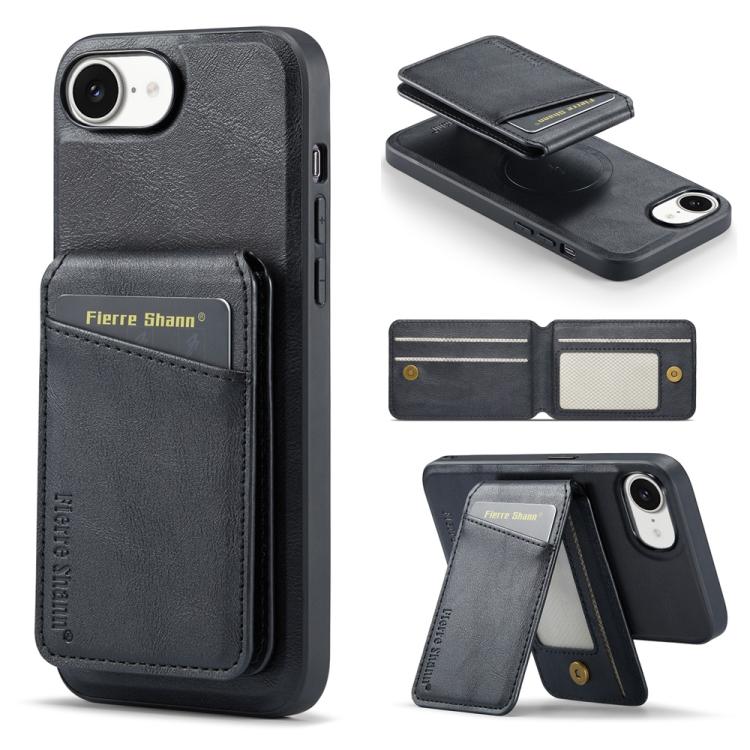 For iPhone 16e Fierre Shann Cowhide Vertical Flip Magnetic Card Holder Phone Case(Black) - free shipping - PMc TechLife - Order now!