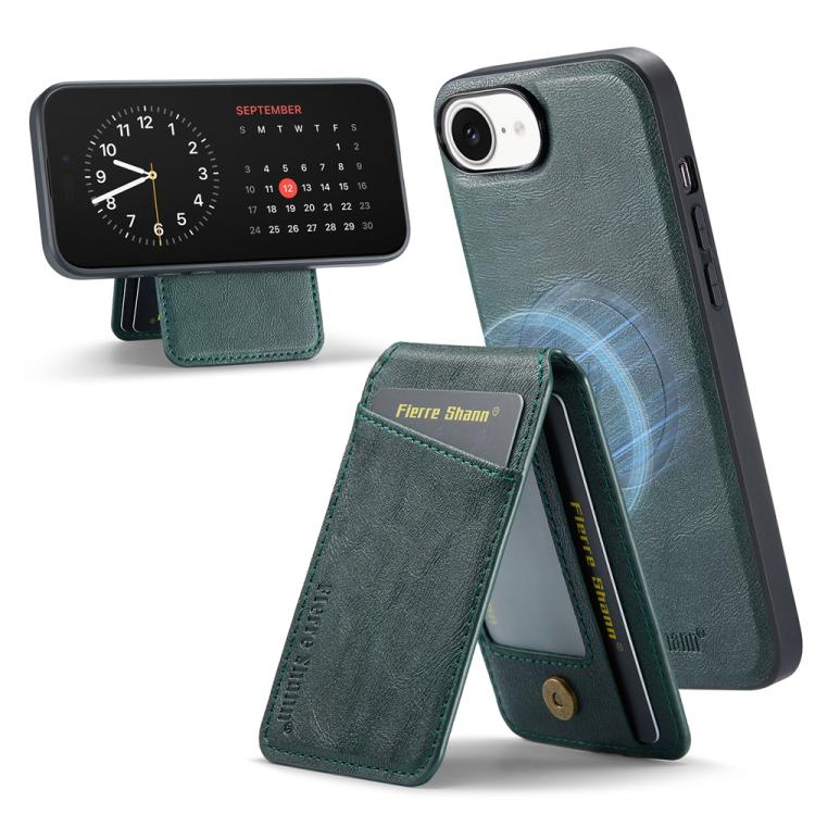 For iPhone 16e Fierre Shann Cowhide Vertical Flip Magnetic Card Holder Phone Case(Green) - free shipping - PMc TechLife - Order now!