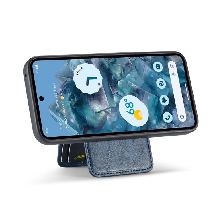 For Google Pixel 9 Pro Fierre Shann Cowhide Vertical Flip Magnetic Card Holder Phone Case(Blue) - free shipping - PMC TechLife - Order now!