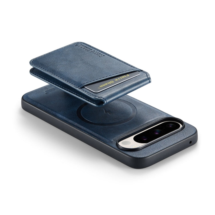 For Google Pixel 9 Pro Fierre Shann Cowhide Vertical Flip Magnetic Card Holder Phone Case(Blue) - free shipping - PMC TechLife - Order now!