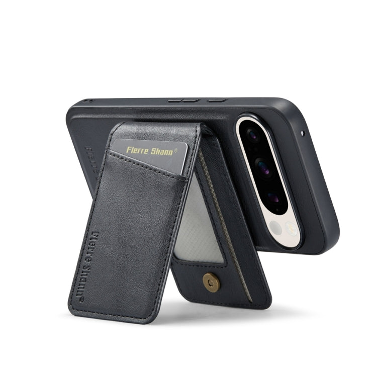 For Google Pixel 9 Fierre Shann Cowhide Vertical Flip Magnetic Card Holder Phone Case(Black) - free shipping - PMC TechLife - Order now!