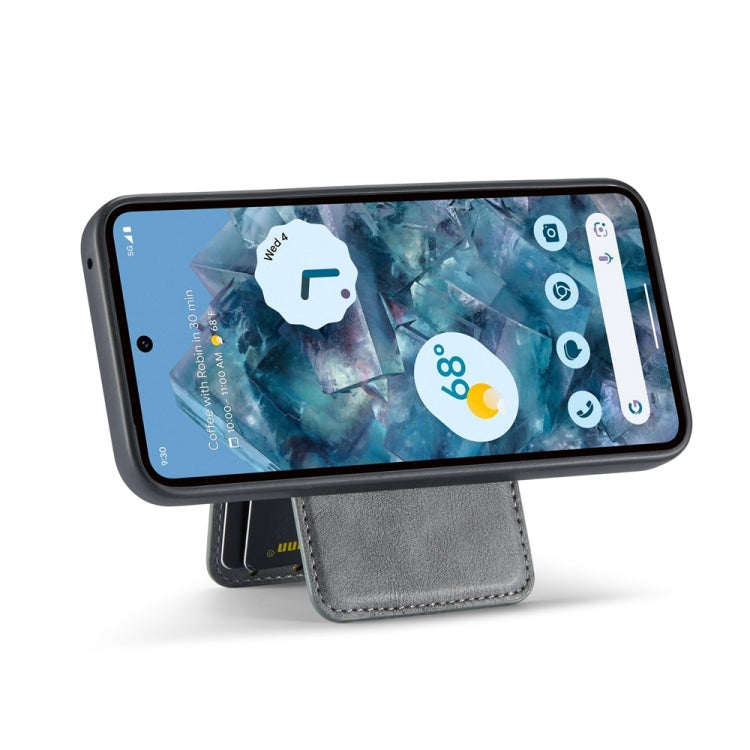 For Google Pixel 9 Fierre Shann Cowhide Vertical Flip Magnetic Card Holder Phone Case(Grey) - Google Cases by FIERRE SHANN | Online Shopping South Africa | PMC TechLife | Buy Now Pay Later Mobicred
