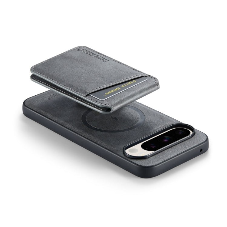 For Google Pixel 9 Fierre Shann Cowhide Vertical Flip Magnetic Card Holder Phone Case(Grey) - Google Cases by FIERRE SHANN | Online Shopping South Africa | PMC TechLife | Buy Now Pay Later Mobicred