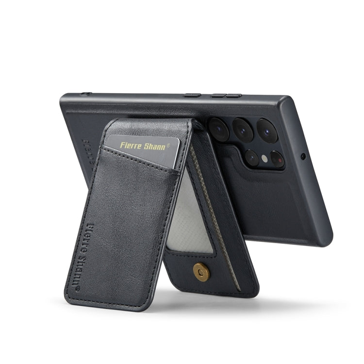 For Samsung Galaxy S24 Ultra 5G Fierre Shann Cowhide Vertical Flip Magnetic Card Holder Phone Case(Black) - Galaxy S24 Ultra 5G Cases by FIERRE SHANN | Online Shopping South Africa | PMC Jewellery | Buy Now Pay Later Mobicred