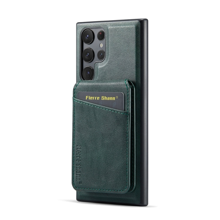 For Samsung Galaxy S24 Ultra 5G Fierre Shann Cowhide Vertical Flip Magnetic Card Holder Phone Case(Green) - free shipping - PMC Jewellery - Order now!