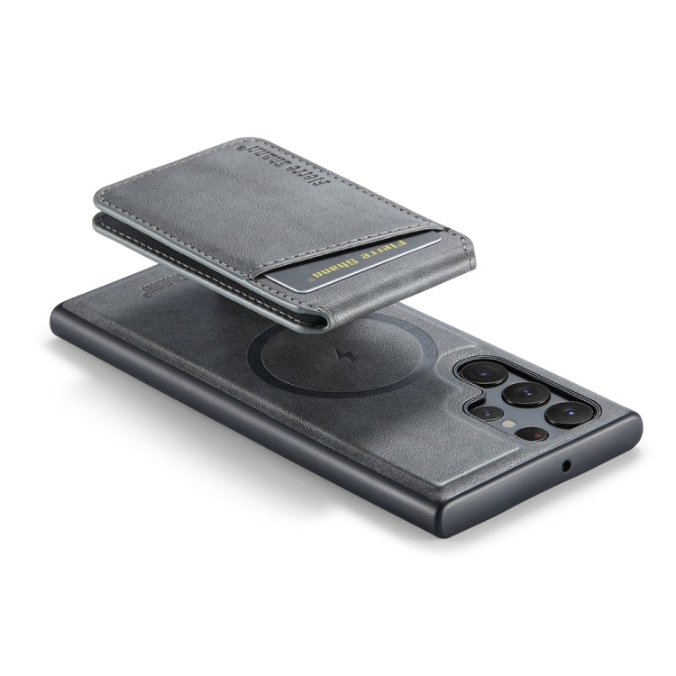 For Samsung Galaxy S24 Ultra 5G Fierre Shann Cowhide Vertical Flip Magnetic Card Holder Phone Case(Grey) - free shipping - PMC Jewellery - Order now!
