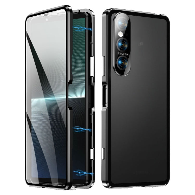 For Sony Xperia 1 V HD Magnetic Metal Tempered Glass Phone Case(Black) - Sony Cases by PMC TechLife | Online Shopping South Africa | PMC TechLife | Buy Now Pay Later Mobicred